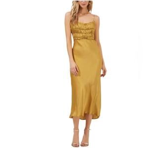 *NWOT ASTR The Label Zola Antique Gold Satin Slip Dress – Sz XS
